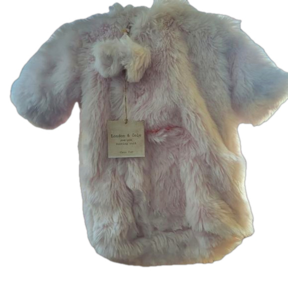 NWT London & Cole Pom-Pom Luxe Pink Faux Fur Bunting Suit Sack Size 0-6 Months - Picture 3 of 16